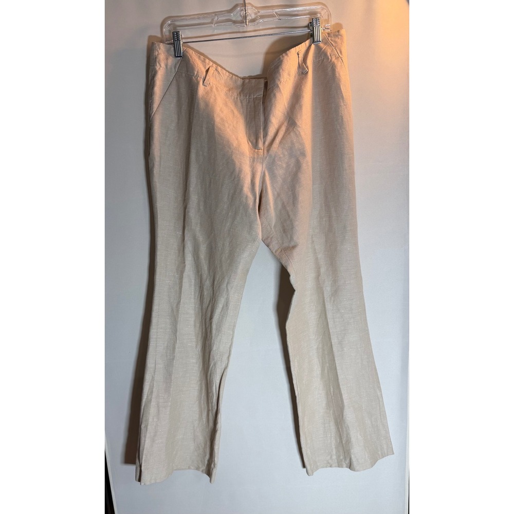 Ann Taylor Signature Tan Linen Blend Straight Leg Dress Pants Trousers Womens 14